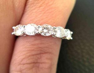 Weißgold plattiert Moissanit Ring 15CTW f Farbverlobungsring Test Positives Moissanitband Diamant Hochzeit Schmuck für Braut x3005700