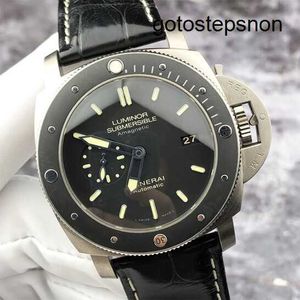 Tactical Wrist Watch Panerai Luminor Series PAM00389 Titanium Metal Mens Watch 47mm Rotatable Outer Ring Automatic Mechanical Diving Watch