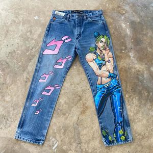 INIMA HIP Hop anime jeans graphic battiti harajuku denim y2k pantaloni uomini donne donne goth in alto girovasore per pantaloni larghi jeans gamba larga 240430