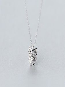 Mloveacc Authentic 100 925 Sterling Silver Animal Cute Owl Necklace Women Pendant Necklace Sterling Silver Jewelry Y2009189412142