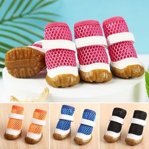 2pcs1pair Pet Summer Hollow Puppy Dog Teddy Shoes Breathable Mesh For Small Boots Cat Sandals 240428