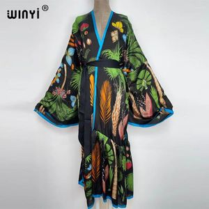 Bikini Cover-up Black Retro Fashion Printing Women Belted Summer Abbigliamento Kimono Dust Beach Wear Swim Copertura