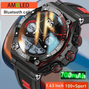 Watches AMOLED Bluetooth Call Smart Watch Men 1.43 tum 466*466 HD Upplösning 700mAh stort batteri IP68 Vattentät sport Smartwatch Man
