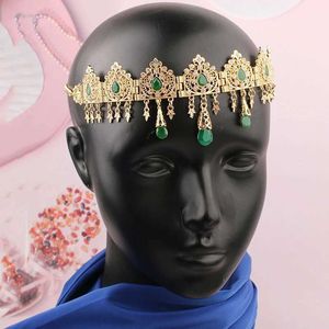 Headbands Womens Headband Algerian Style Bridal Hair Jewelry Hair Accessories Gold Plated Pendant Luxury Wedding Headwear Q240506