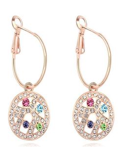 Luxury Noblest Rhinestone Crystal Dangle Earrings For Women 18K Champagne Gold Plated Drop Earrings Prom Jewelry 126785454567