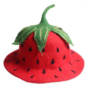 Berets Strawberry Hat Costume Accessories Creative Festival Red Fruit Fashionable Party Girls Comfort Decorative Headgear Bucket