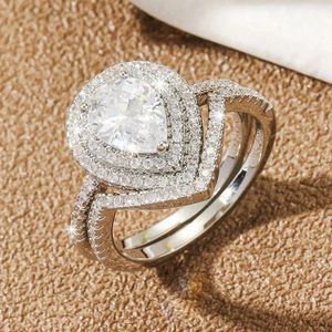 Anelli di nozze 2 coppie anelli di donna gioielli rotondi pietra zircone amante amante coppia regalo