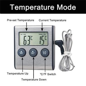 Grills New Digital BBQ Thermometer Meat Kitchen Food Stainless Steel Probe Temperature Cooking Oven Meter Grill Timer Function