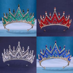 Başlıklar barok lüks ışıltılı kristal gelin tiaras taçlar geometrik rhinestone diadem gelin başlık bantları düğün acces