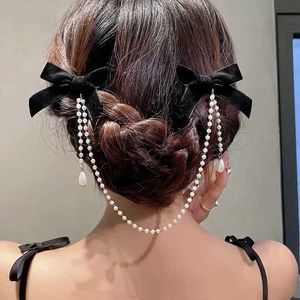 Other Tassel Elegant Vintage Bow Pearl Chain Hairpins Sweet Hair Decorate Headband Hair Clips For Fashion Hair Accessories
