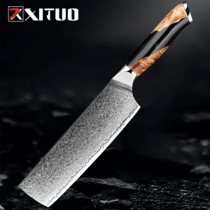 Japan Nakiri Knife 7"Damascus VG10 Super Stainless Steel Pro High Carbon Super Sharp Kitchen Chef Cooking Knife Ergonomic Handle