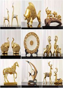 Feng cinese Shui Golden Horse Elephant Statue Decorazione Successo Casa Casa Casa Figurine Figurine Ornamenti per la scrivania d'ufficio 2109918349