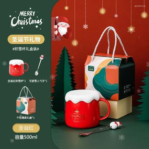 Mugs Christmas Year Gift Ceramic Mug Creative Large Capacity 500ml Drinking Cup Coffee With Lid Spoon Decoration