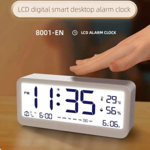 Relógios 1pc clássico de despertador digital clássico com LCD Grande tempo de exibição Temperatura e umidade no quarto da sala de estar (sem bateria)