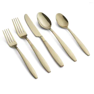Flatware Sets Mathison Champagne Sand & Mirror Stainless Steel 20Pc Set (Service For 4)