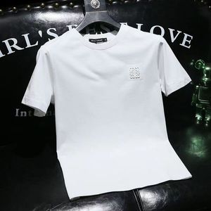 2024 Sommer neuer trendiger, schlanker fit runder Nacken Herren kurzärmelig T-Shirt Trendy Marke Pure White Casual Halbärmel Männer-T-Shirt