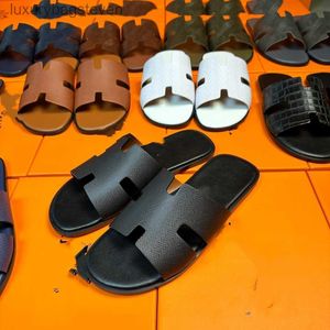 Mode original hremms designer tofflor sommar h sandaler bär utanför mångsidig andningsbar avslappnad sandaler trend h läder mens tofflor med 1: 1 logotyp