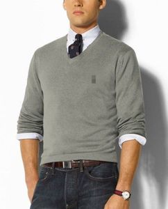 Magli di alta qualità maschile di lussuoso maglione da uomo a V-scollo da uomo ricamato in lana ricamata Peluga Pullover Pullover Long Sleeve Top a colore Solido