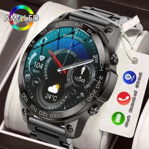 Relógios 2024New AMOLED Smart Watch Men Screen Sempre mostra tempo AMOLED 466*466 HD Screen IP68 HD à prova d'água Bluetooth Call SmartWatch Man