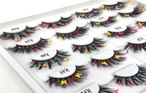 Färgad faux 3D Mink Eyelashes Butterfly False Eyelash Full Strip Eye Lashes Extension Makeup7636652