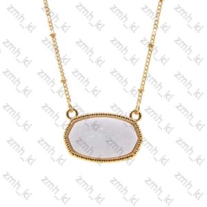 Designer Jewelry Pendant Necklaces Resin Oval Druzy Necklace Gold Color Chain Drusy Hexagon Style Luxury Designer Brand Fashion Jewelry For Women 962