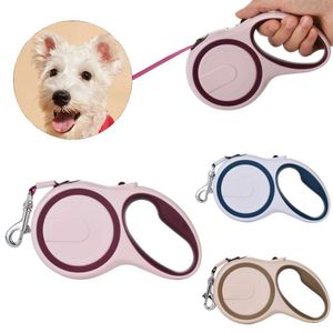 Colarinhos de cachorro colares 3m 5m coleira durável para cães médios pequenos fortes nylon retrátil corda de tração francesa bulldog yorkshire suprimentos para animais de estimação H240506