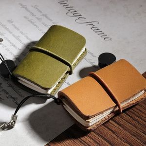 Mini Vintage Notebook Handmade Leather Notepad Portable Travel Diary Journal Planner Schedule Organizer Kawaii Stationery Office 240428