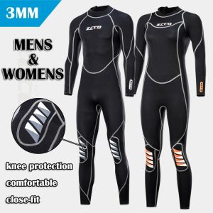 Ternos de 3mm neoprene masculino feminino de corpo inteiro preto à prova de frio One peça de mangas compridas Terno de mergulho Surf Swim Kayak Scuba S4xl