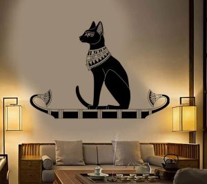 Наклейки на стену украшения наклейки на стены животных наклейки на стикеры спальня декор Древний Египет Египетский кот Плака