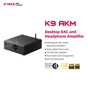 Converter Fiio K9 Akm Desktop DAC e amplificador de fone de ouvido para PC/Telefone, THX AAA 788+, Bluetooth 5.1 LDAC, 768KHz/32bits DSD512