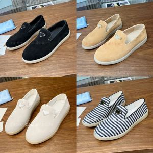 Shoes Men Women Loafers luxury Triangle logo Branded Flat Designer ladies Dress shoes leather Ladies Lazy casual shoes