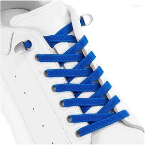 Sko delar metalllås inget slips spetsar elastiska skosnor platt av sneakers multi färgalternativ gratis för att matcha lat skosnör unisex 1 par
