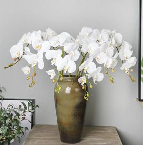Fiori di orchidea bianca di seta artificiale Fino fiore falso per falena per festival per feste per la festa di nozze decorazione del festival casa278n4744583