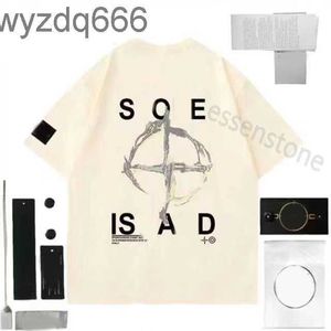 Männer Steine T-Shirt bestickt 23Ss Designer Tops Stein Sweatshirt Kompass Armband Baumwolle Lose Kurzarm Pullover Hoodie Sommer M-2xl SGLT