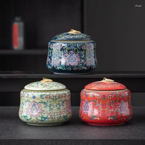 Storage Bottles Beans Painted Tank Nuts Ceramic Tea Decoration Container Sealed Coffee Pot Home Moisture-proof Grain