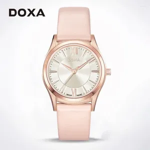 Armbanduhr Doxa Ladies Quartz Watch Business Casual Round Dial Pink Armband 10BAR WASGERFORTE High-End-Atmosphäre