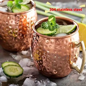 Tumblers 1pc 18oz 304 Stainless Steel Cocktail Mug Moscow Mule Copper Beer Cup Coffee Kitchen Supplies Gifts for Men H240506