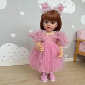 Abiti NPK 22inch Full Body Silicone Silicone Vinyl Reborn Toddler Girl Doll Princess Betty con regali di abiti rosa per bambini