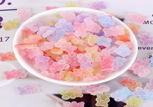 30st Gummy Bear Beads Components Cabochon Simulation Sugar Jelly Bears Cub Charms Flatback Glitter harts Hantverk för DIY -smycken M8975256
