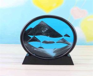 Moving Sand Art Picture Round Glass 3D Deep Sea Sandscape In Motion Display Flowing Sand Frame 7 12 tum för heminredning Y112323583546