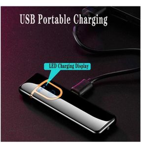 Novelty Electric Touch Sensor Cool Lighter Fingerprint Sensor Usb Rechargeable Portable Windproof Lighters Smokin3803490