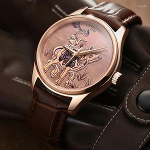 Wristwatches CARNIVAL Brand Fashion Zodiac Ox Rose Gold Mechanical Watches For Men Sport Leather Sapphire Automatic Watch Business