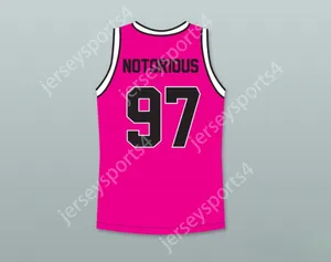 Notorous Notorious B.I.G.97 Bad Boy Pink Basketball Jersey com patch top costeded s-6xl