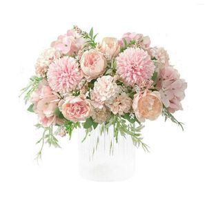 Flores decorativas 2BUNCHES TABELA PEDIA CENTERNA HYDRANGEA ARGANIZAÇÃO DE PEONY CUNNAÇÃO Decoração de casamento Buquê de flores artificial