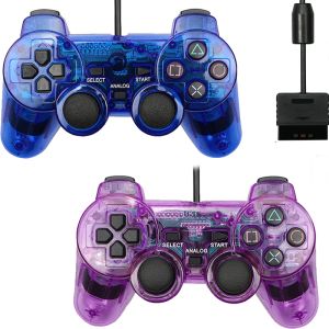 Möss transparent färgkakad styrenhet för PS2 /PS1 -konsolvibration Joystick Gamepad Joypad för Sony PlayStation2 Mando Controller