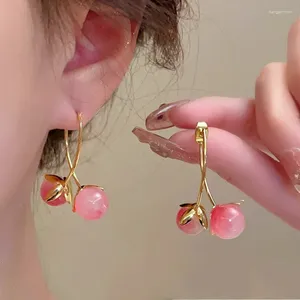 Dangle Ohrringe süße rosa Tomate Langer Tropfen für Frauen Korea Mode vorne hinten hängen baumelnden Ohrringschmuck Charme Freunden Geschenk