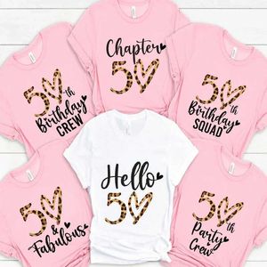 Women's T-Shirt Female 50th Birthday Party T-shirts Birthday Team Tee Chapter Hello 50 Fabulous Leopard Graphic Tops Harajuku Summer T-shirtL2405