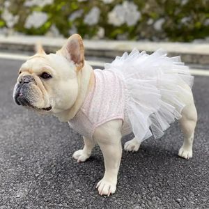 Pug Dog Dress Summer French Bulldog Clothes Tutu kjol Poodle Bichon Frise Schnauzer Frenchies Kläder klänningar Pet Apparel 240429