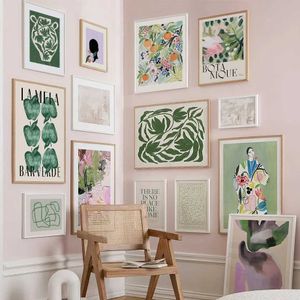 All art da stampa olio dipinto di stoffa di stoffa verde foglie di mele blossom ragazza astratta poster per la decorazione del soggiorno immagini murali j240505