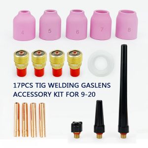 Larmeortsen Hot Sale 17 PCS TIG Welding Torch Gas Lens Kit completo Set per strumento WP9/20 Serie 0.040 